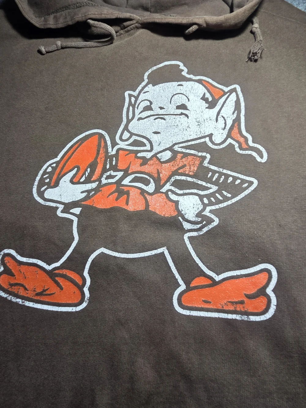 Vintage Cleveland Browns Brown Hoodie Sweatshirt Brownie Elf Graphic Size 4XT